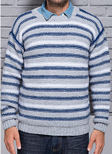 Round-neck striped sweater