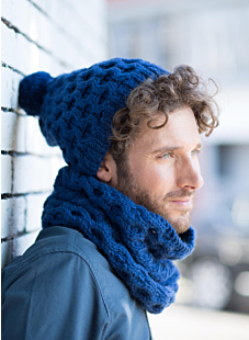 Blue honeycomb stitch beanie
