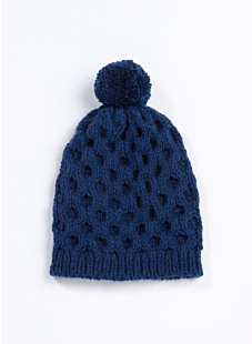 Blue honeycomb stitch beanie