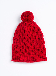 Red honeycomb stitch beanie