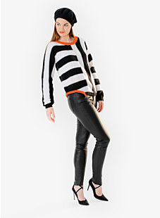 Asymmetrical striped sweater