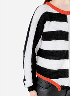 Asymmetrical striped sweater