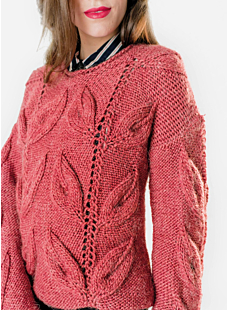 Sweater with embossed leaves