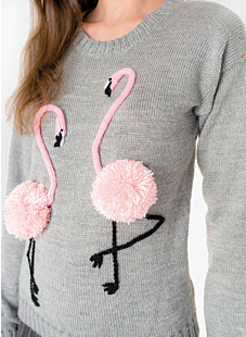 Embroidered round neck sweater