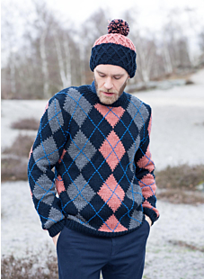 Round neck intarsia sweater