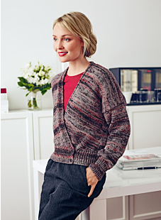 Crossover cardigan - self-patterning yarn version
