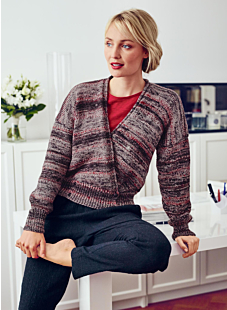 Crossover cardigan - self-patterning yarn version