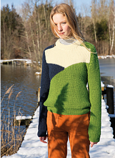 Shaker rib sweater with saddle shoulders