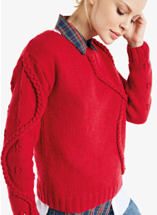 Sweater with faux cable