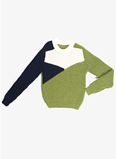 Shaker rib sweater with saddle shoulders