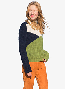 Shaker rib sweater with saddle shoulders