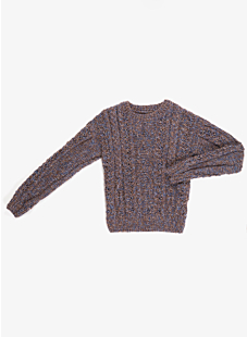 Round neck sweater with lacework cables