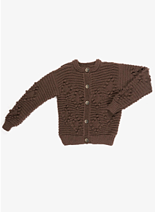 Patterned cardigan with round collar