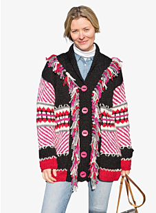 Intarsia jacket with shawl collar