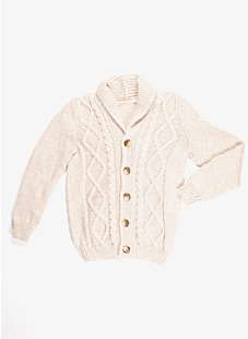 Cable cardigan with shawl collar
