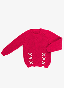 Raglan sweater with round collar