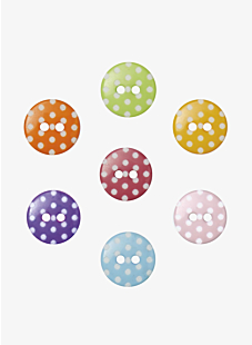 Pack of 6 polka dot buttons, Ø 14 mm
