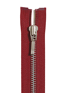 Red metal open end zip