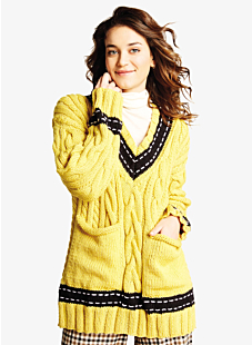 V-neck cabled sweater
