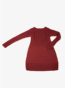 Dress with cabled front and wide neck