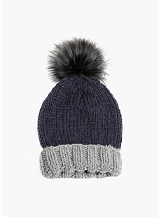 Hat with furry pompom