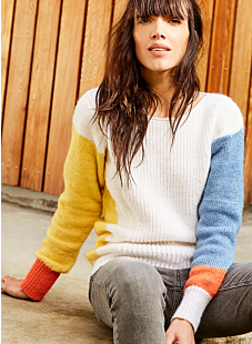 Colour block boat neck sweater