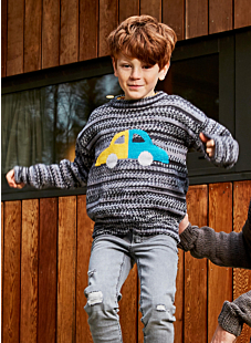 Sweater with car motif