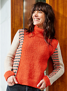 High neck rib sweater with highneck