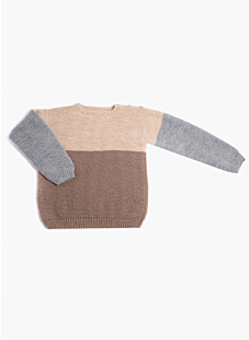 Garter stitch sweater with round neck