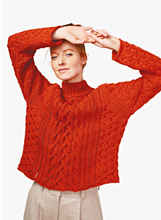 High neck cabled sweater