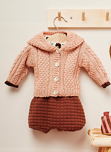 Hooded cable cardigan