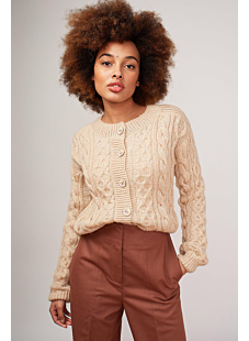 Cabled cardigan with round neck