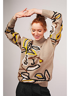 High neck Intarsia sweater