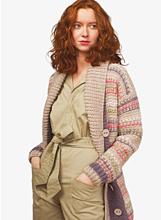 Multicolor jacket with shawl collar