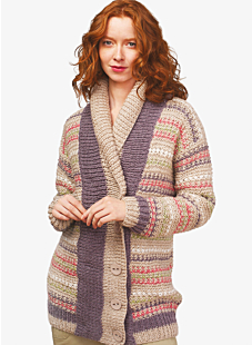 Multicolor jacket with shawl collar
