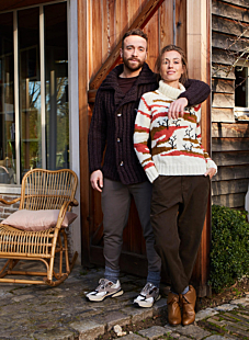 Intarsia roll neck sweater