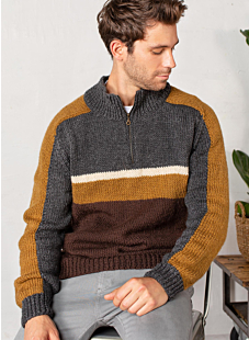 Colour block sweater with zip collar