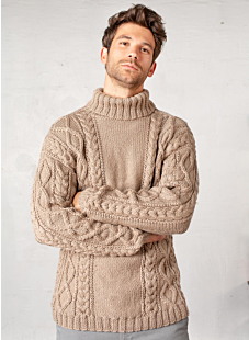 Roll neck cabled sweater