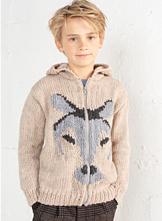 Intarsia hooded cardigan