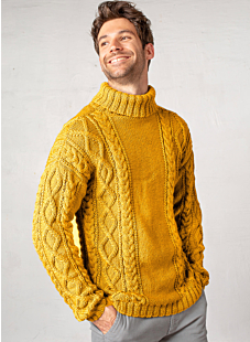 Roll neck cabled sweater