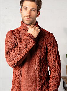 Roll neck cabled sweater