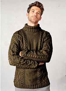 Roll neck cabled sweater