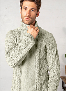 Roll neck cabled sweater