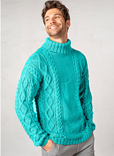 Roll neck cabled sweater
