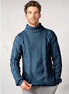 Roll neck cabled sweater