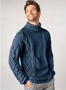 Roll neck cabled sweater