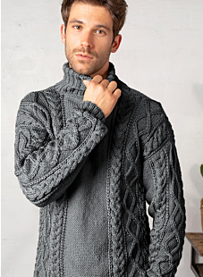 Roll neck cabled sweater