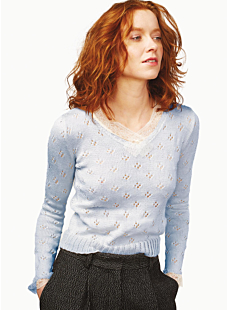 V neck lacy sweater