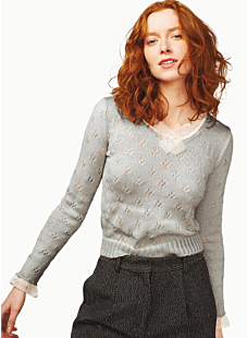 V neck lacy sweater