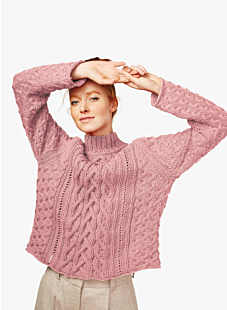 High neck cabled sweater